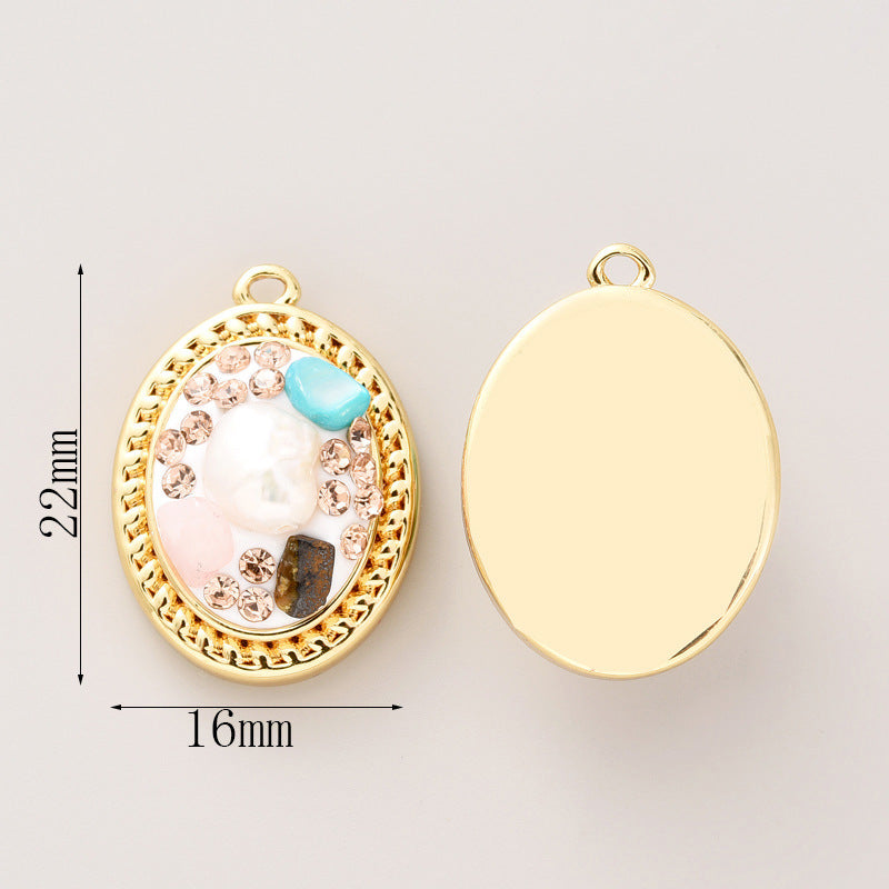 Wholesale Pearl Necklace Melon Buckle Pendant Oil Dropping Oil Painting Style Rose DIY Pearl Necklace Sweater Chain Accessories New